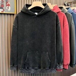 Washed Pullover Hoodie Warm Fleece Sweatshirt Jumper Sweater Jacket